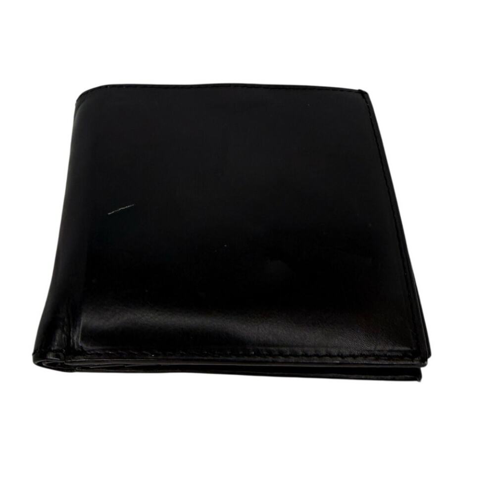 Mens Black Genuine Leather Bifold Wallet Passcase ID Window Card Slots